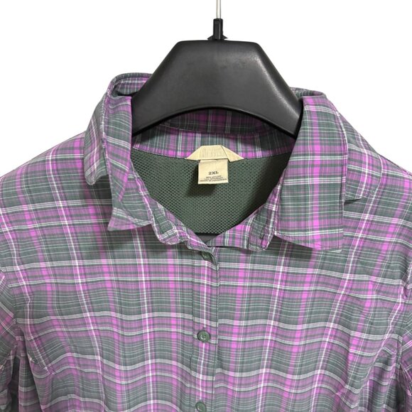 LL Bean Shirt Womens XXL Button Up Vented Nylon Outdoors Fishing Long Sleeve - Picture 5 of 6